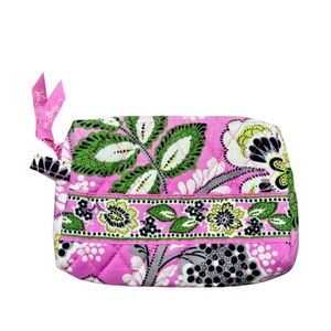 Vera Bradley Pink and Green Priscilla Lined Cosmetic Bag